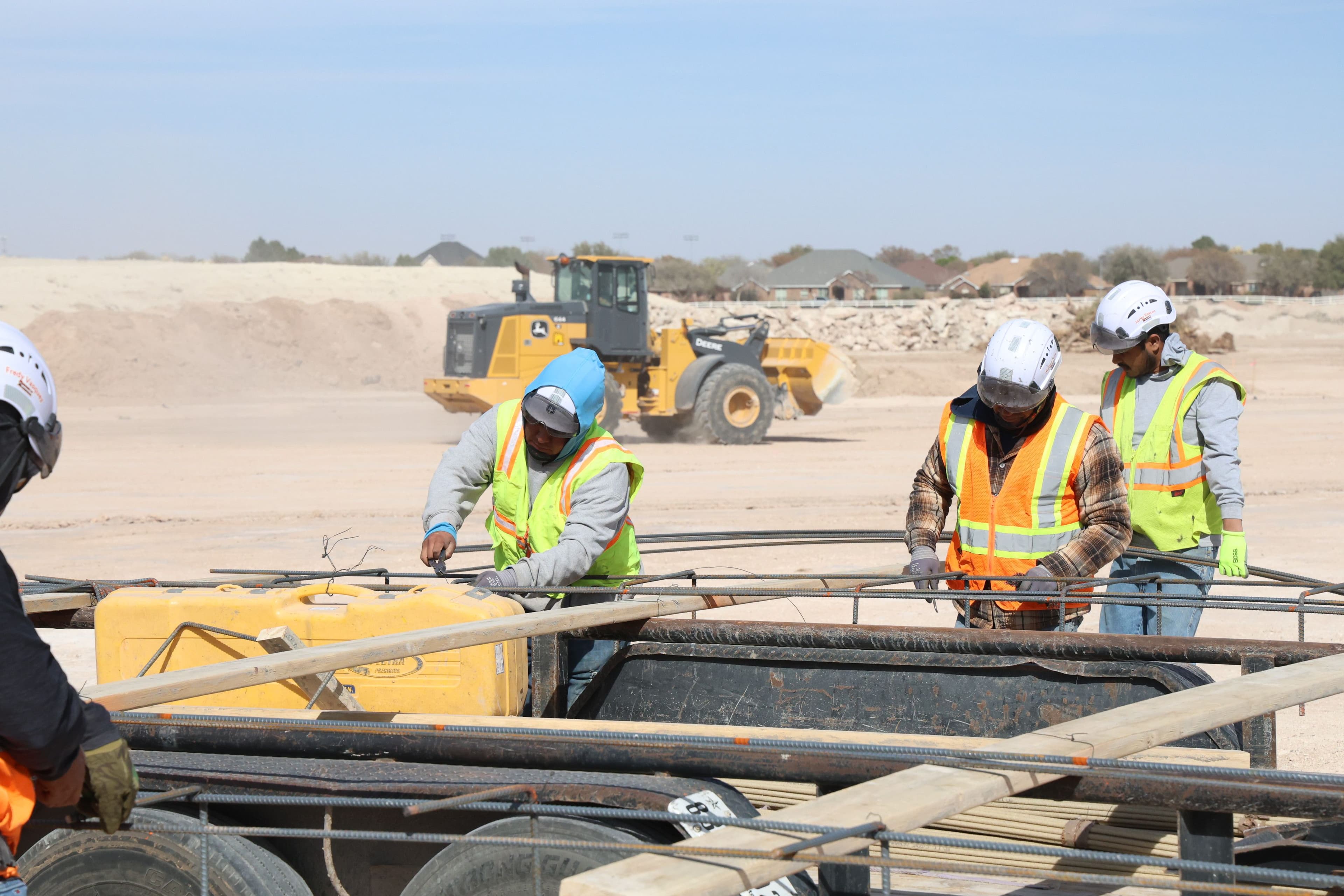 Rebar and concrete form work for structural stem wall foundations